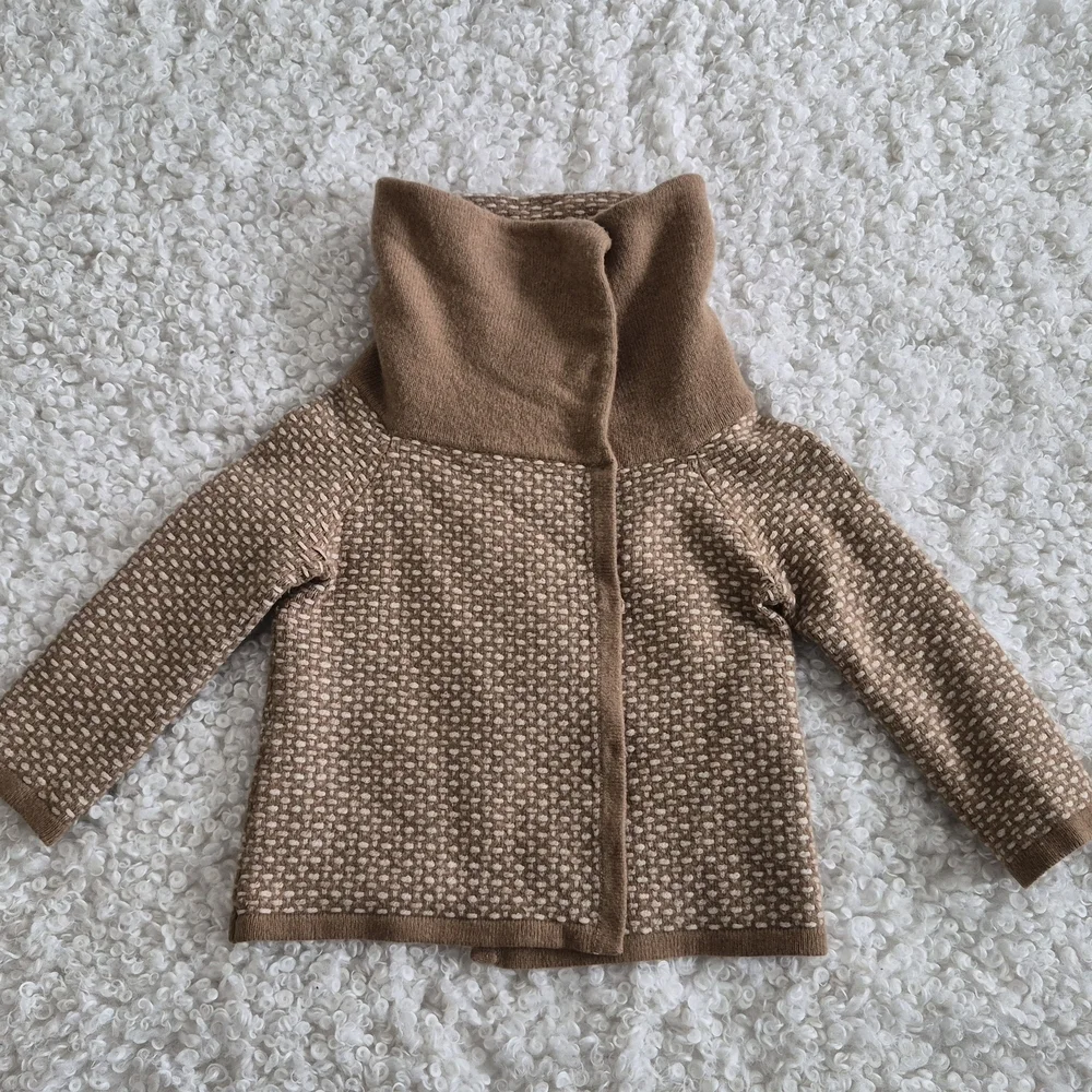 Banana Republic Italian Yarn Wool Cashmere M Cropped Cardigan Funnel Neck Office - Picture 3 of 14